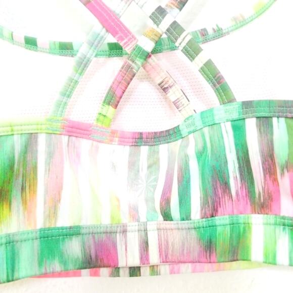 Athleta colorful watercolor strappy sports bra XS - Picture 3 of 10